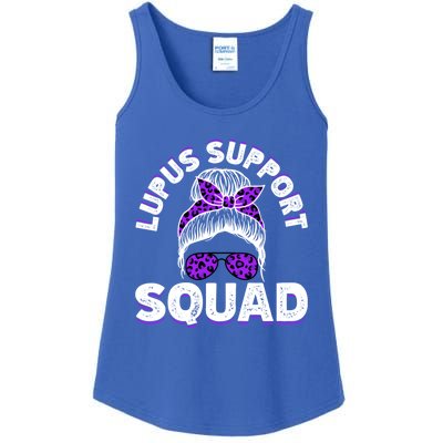 Afro Messy Bun Leopard Lupus Awareness Gift Ladies Essential Tank