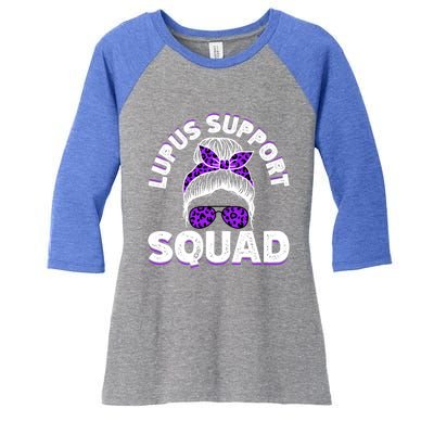 Afro Messy Bun Leopard Lupus Awareness Gift Women's Tri-Blend 3/4-Sleeve Raglan Shirt