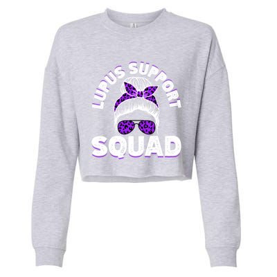 Afro Messy Bun Leopard Lupus Awareness Gift Cropped Pullover Crew