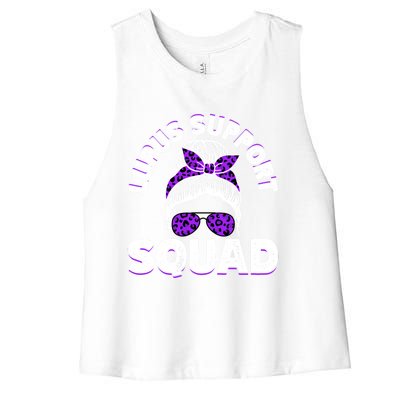 Afro Messy Bun Leopard Lupus Awareness Gift Women's Racerback Cropped Tank