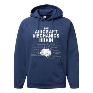 Aircraft Mechanics Brain Shirt Aviation Gift Performance Fleece Hoodie