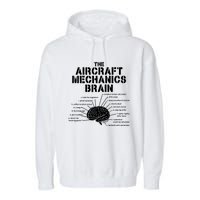 Aircraft Mechanics Brain Shirt Aviation Gift Garment-Dyed Fleece Hoodie