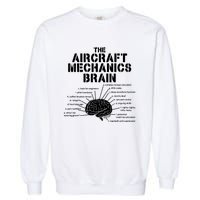 Aircraft Mechanics Brain Shirt Aviation Gift Garment-Dyed Sweatshirt