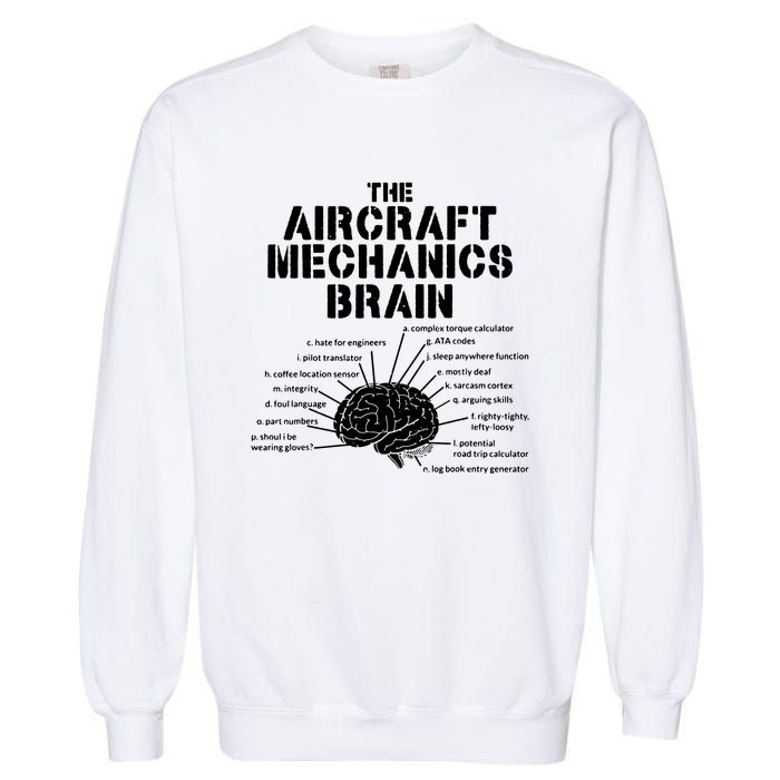 Aircraft Mechanics Brain Shirt Aviation Gift Garment-Dyed Sweatshirt