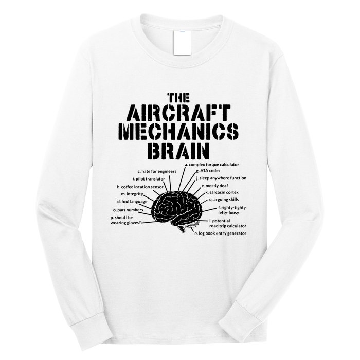 Aircraft Mechanics Brain Shirt Aviation Gift Long Sleeve Shirt