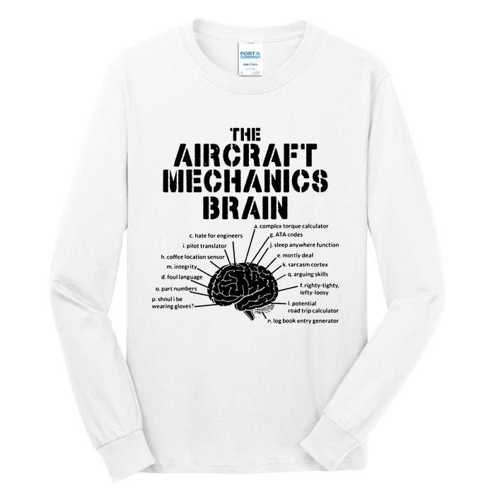 Aircraft Mechanics Brain Shirt Aviation Gift Tall Long Sleeve T-Shirt