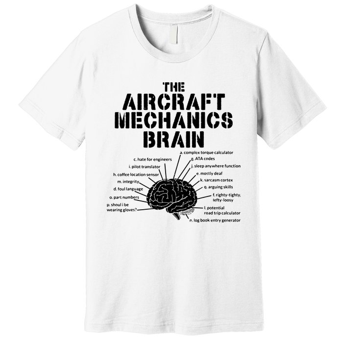 Aircraft Mechanics Brain Shirt Aviation Gift Premium T-Shirt