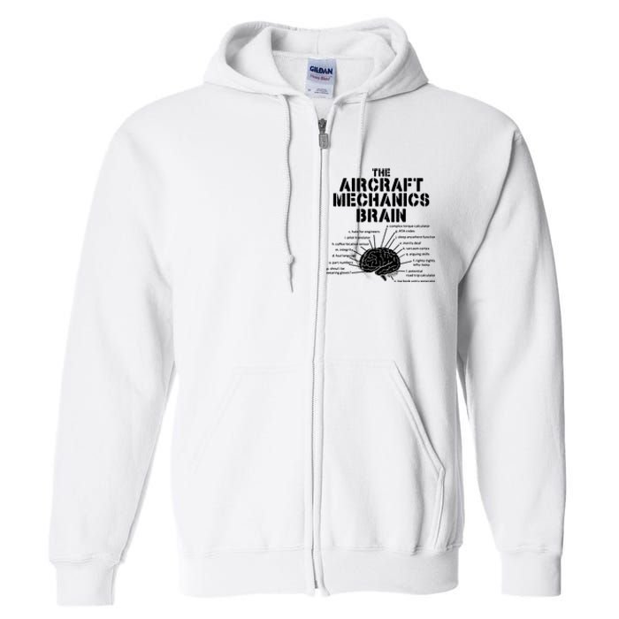 Aircraft Mechanics Brain Shirt Aviation Gift Full Zip Hoodie