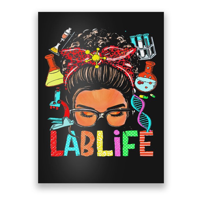Afro Messy Bun Laboratory Life Lab Week 2025 Lab Technician Poster