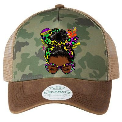 Afro Messy Bun Happy Mardi Gras Black Women Carnival Legacy Tie Dye Trucker Hat