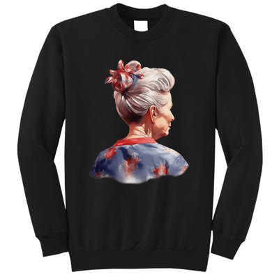 American Messy Bun Old Lady USA Flag Watercolor Sweatshirt