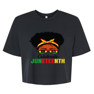 Awesome Messy Bun Celebrate Juneteenth Black History Bella+Canvas Jersey Crop Tee