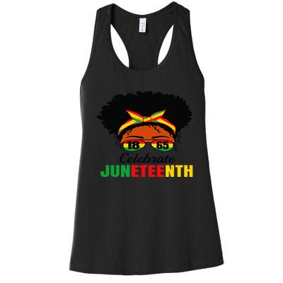 Awesome Messy Bun Celebrate Juneteenth Black History Women's Racerback Tank