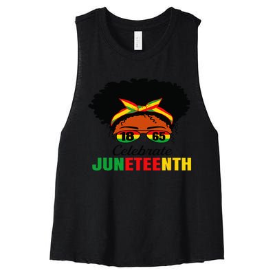 Awesome Messy Bun Celebrate Juneteenth Black History Women's Racerback Cropped Tank