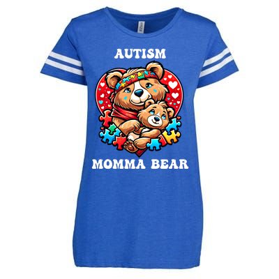 Autism Mama Bear Autism Awareness Mom Puzzle Gift Enza Ladies Jersey Football T-Shirt