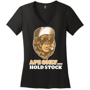 AMC Apes Only Hold The Stock Women's V-Neck T-Shirt