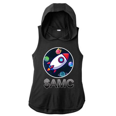 AMC Go To The Moon Rocket Ship Ladies PosiCharge Tri-Blend Wicking Draft Hoodie Tank