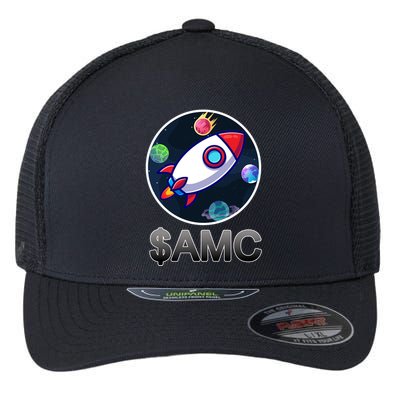 AMC Go To The Moon Rocket Ship Flexfit Unipanel Trucker Cap