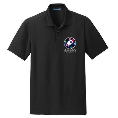 AMC Go To The Moon Rocket Ship Dry Zone Grid Polo