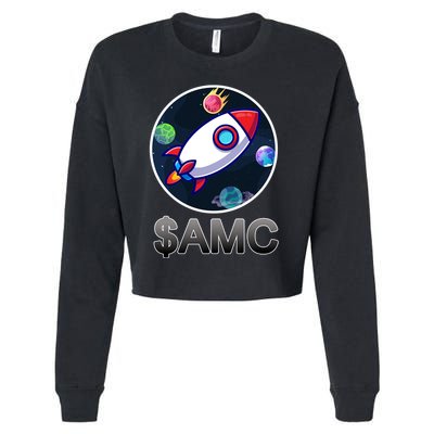 AMC Go To The Moon Rocket Ship Cropped Pullover Crew