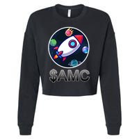 AMC Go To The Moon Rocket Ship Cropped Pullover Crew