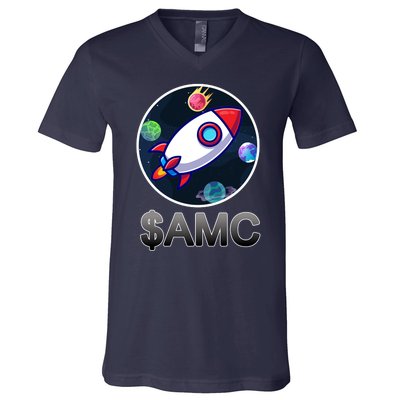 AMC Go To The Moon Rocket Ship V-Neck T-Shirt