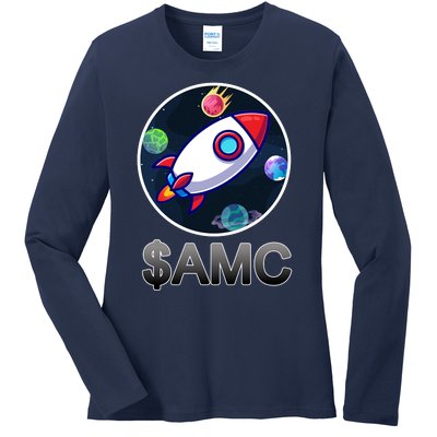 AMC Go To The Moon Rocket Ship Ladies Long Sleeve Shirt