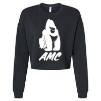 AMC To The Moon Apes Of Wall Street Cropped Pullover Crew