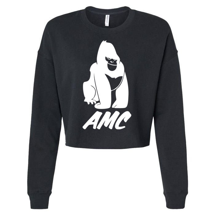 AMC To The Moon Apes Of Wall Street Cropped Pullover Crew