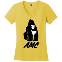 AMC To The Moon Apes Of Wall Street Women's V-Neck T-Shirt