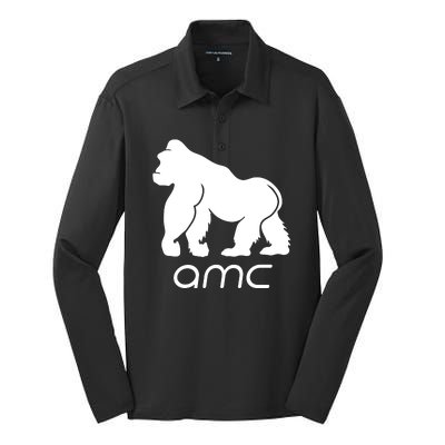 AMC To the moon Short Squeeze Ape Silk Touch Performance Long Sleeve Polo