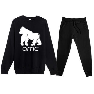 AMC To the moon Short Squeeze Ape Premium Crewneck Sweatsuit Set