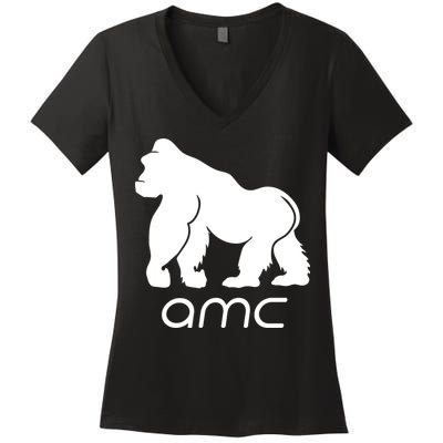 AMC To the moon Short Squeeze Ape Women's V-Neck T-Shirt