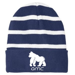 AMC To the moon Short Squeeze Ape Striped Beanie with Solid Band