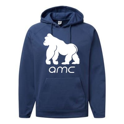 AMC To the moon Short Squeeze Ape Performance Fleece Hoodie