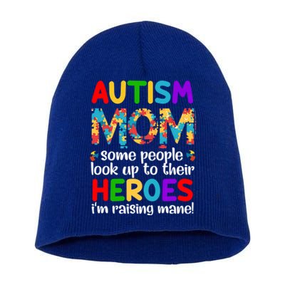 Autism Mom Cute Gift Some People Look Up To Their Heroes Gift Short Acrylic Beanie