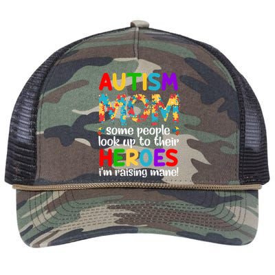 Autism Mom Cute Gift Some People Look Up To Their Heroes Gift Retro Rope Trucker Hat Cap