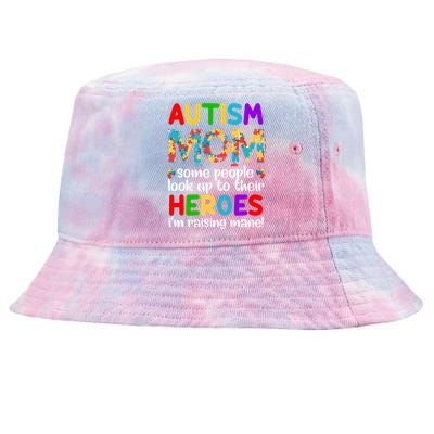 Autism Mom Cute Gift Some People Look Up To Their Heroes Gift Tie-Dyed Bucket Hat