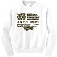 A.R.M.Y M.O.M Camo Us Flag Dog Tag Mothers Day Kids Sweatshirt