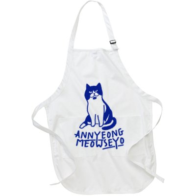 Annyeong Meowseyo Cat Funny Saying Quote For Cat Lover Full-Length Apron With Pockets