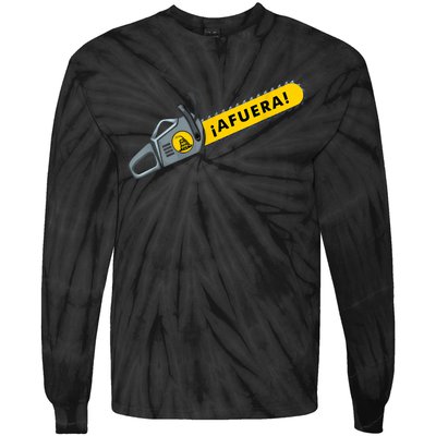 Afuera Milei Chainsaw Libertarian Ancap Liberty Freedom Tie-Dye Long Sleeve Shirt