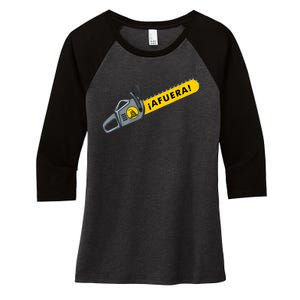 Afuera Milei Chainsaw Libertarian Ancap Liberty Freedom Women's Tri-Blend 3/4-Sleeve Raglan Shirt