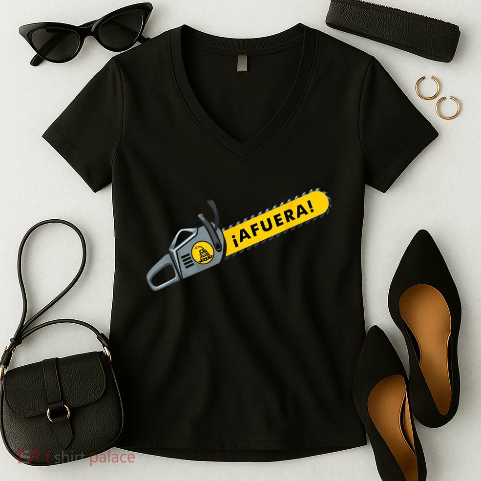 Afuera Milei Chainsaw Libertarian Ancap Liberty Freedom Women's V-Neck T-Shirt