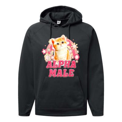 Alpha Male Cat Kitten Funny Performance Fleece Hoodie