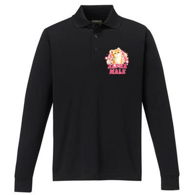 Alpha Male Cat Kitten Funny Performance Long Sleeve Polo