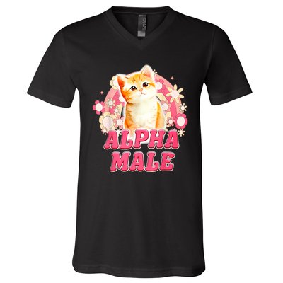 Alpha Male Cat Kitten Funny V-Neck T-Shirt