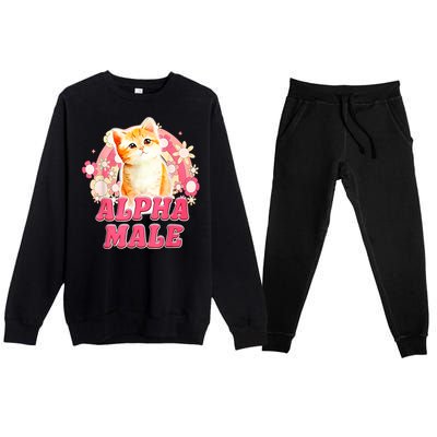 Alpha Male Cat Kitten Funny Premium Crewneck Sweatsuit Set