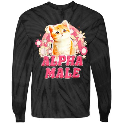 Alpha Male Cat Kitten Funny Tie-Dye Long Sleeve Shirt