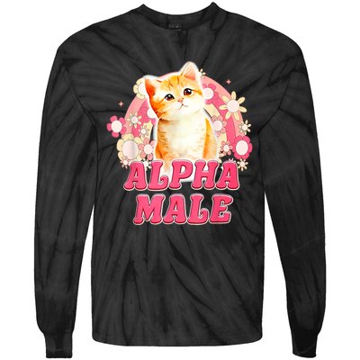 Alpha Male Cat Kitten Funny Tie-Dye Long Sleeve Shirt