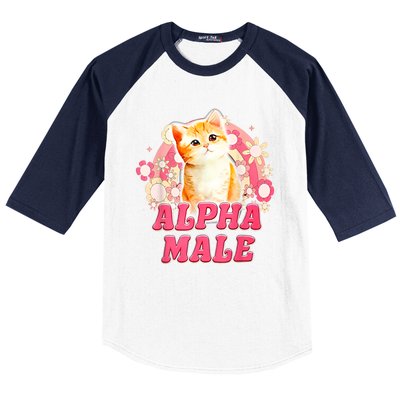 Alpha Male Cat Kitten Funny Baseball Sleeve Shirt